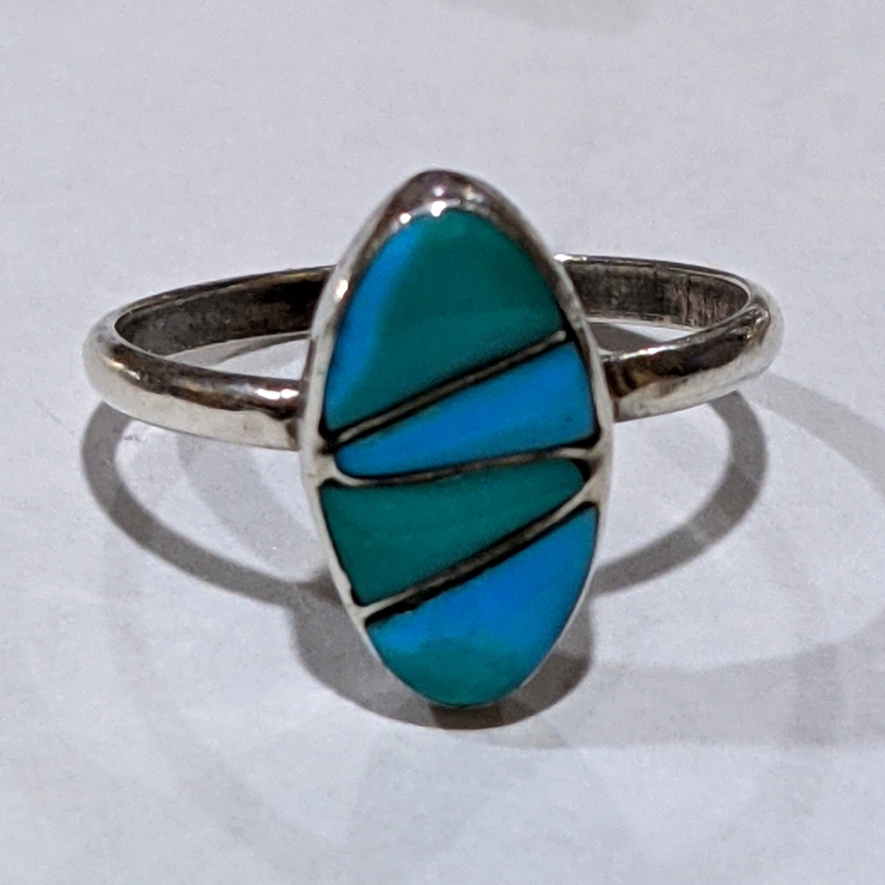 Sterling Silver 925 Turquoise Ring Sz 5.75